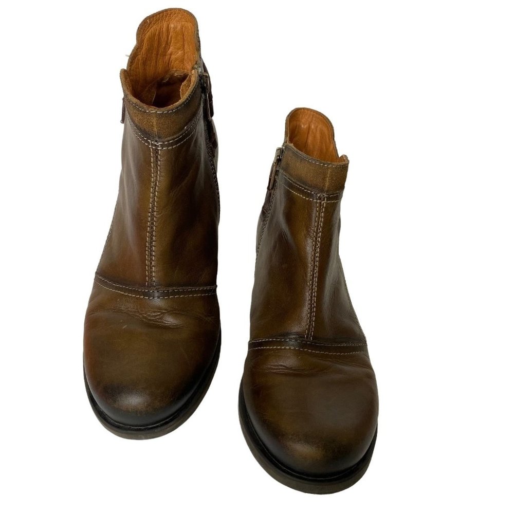 PIKOLINOS LE MANS BROWN LEATHER SIDE ZIPPER ANKLE BOOTIE SIZE 7.5